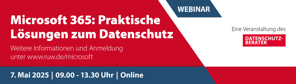 Praxiswebinar "Microsoft 365: Praktische Lösungen zum Datenschutz" 2025